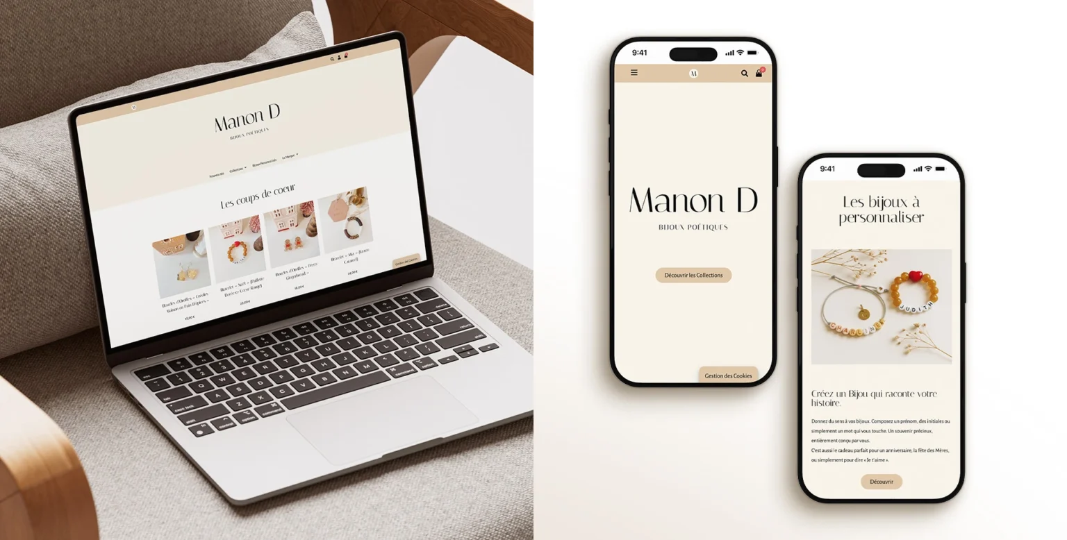 Manon D - Homepage sur ordinateur et mobile