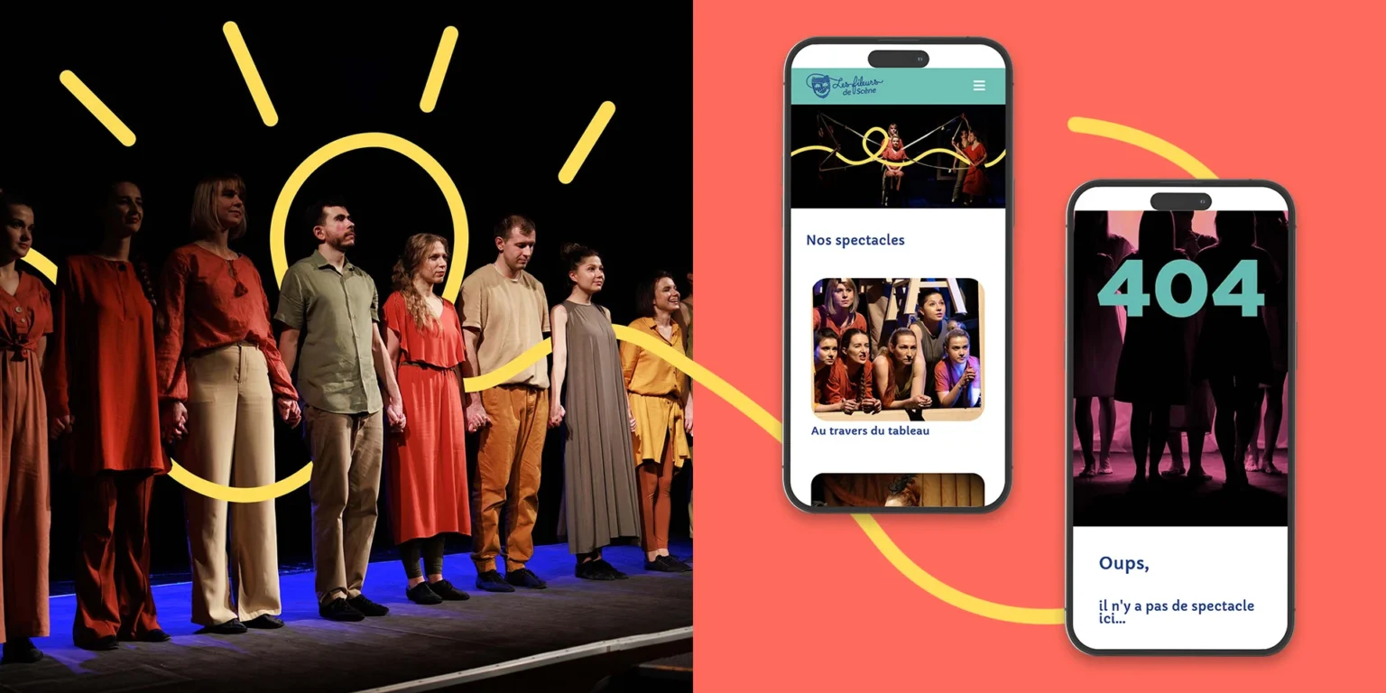 Page spectacle et 404 du site des Fileurs de Scène sur mobile