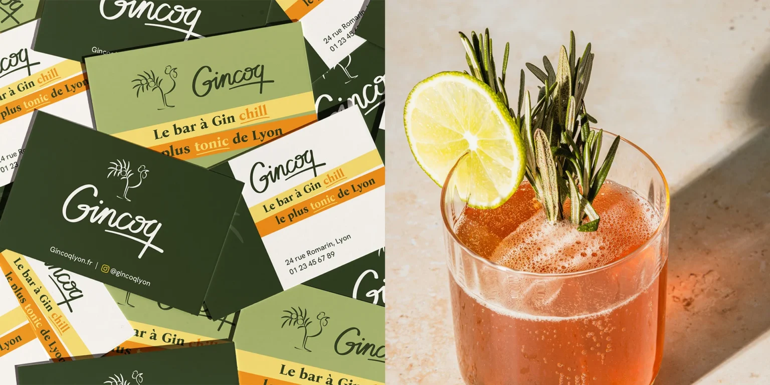 Design print des cartes de visite du bar Gincoq