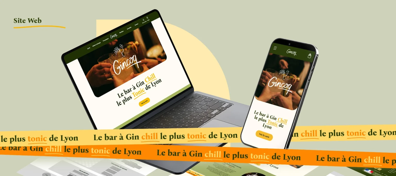 Page d'accueil du site web du Gincoq sur ordinateur et sur mobile