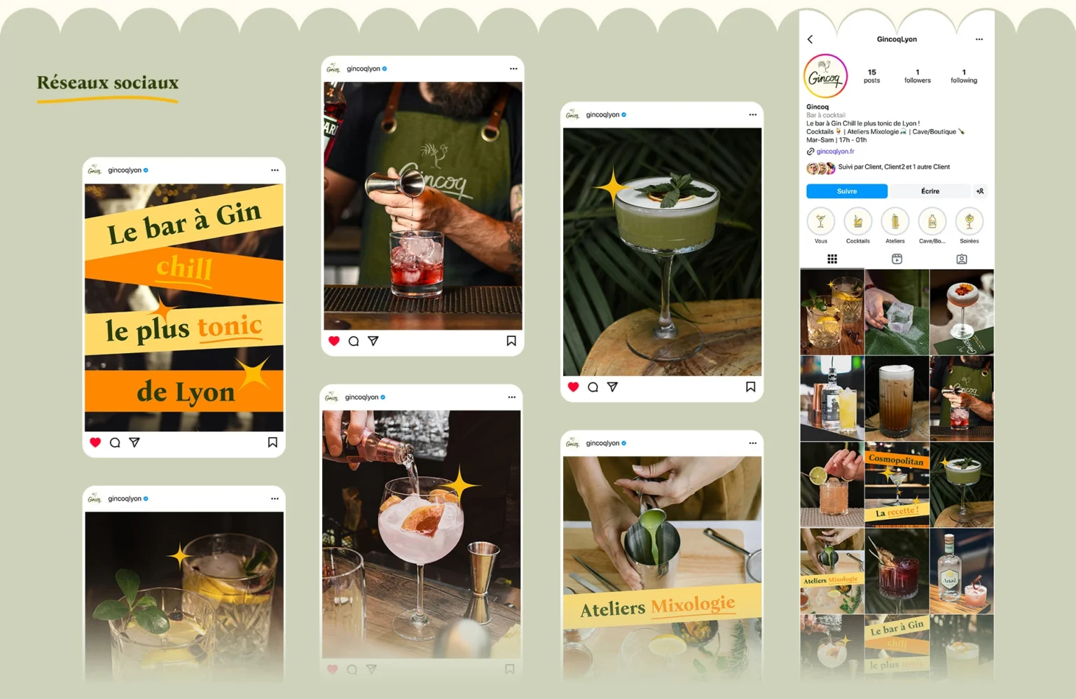 exemple de publications sur les réseaux sociaux du Gincoq et son feed Instagram