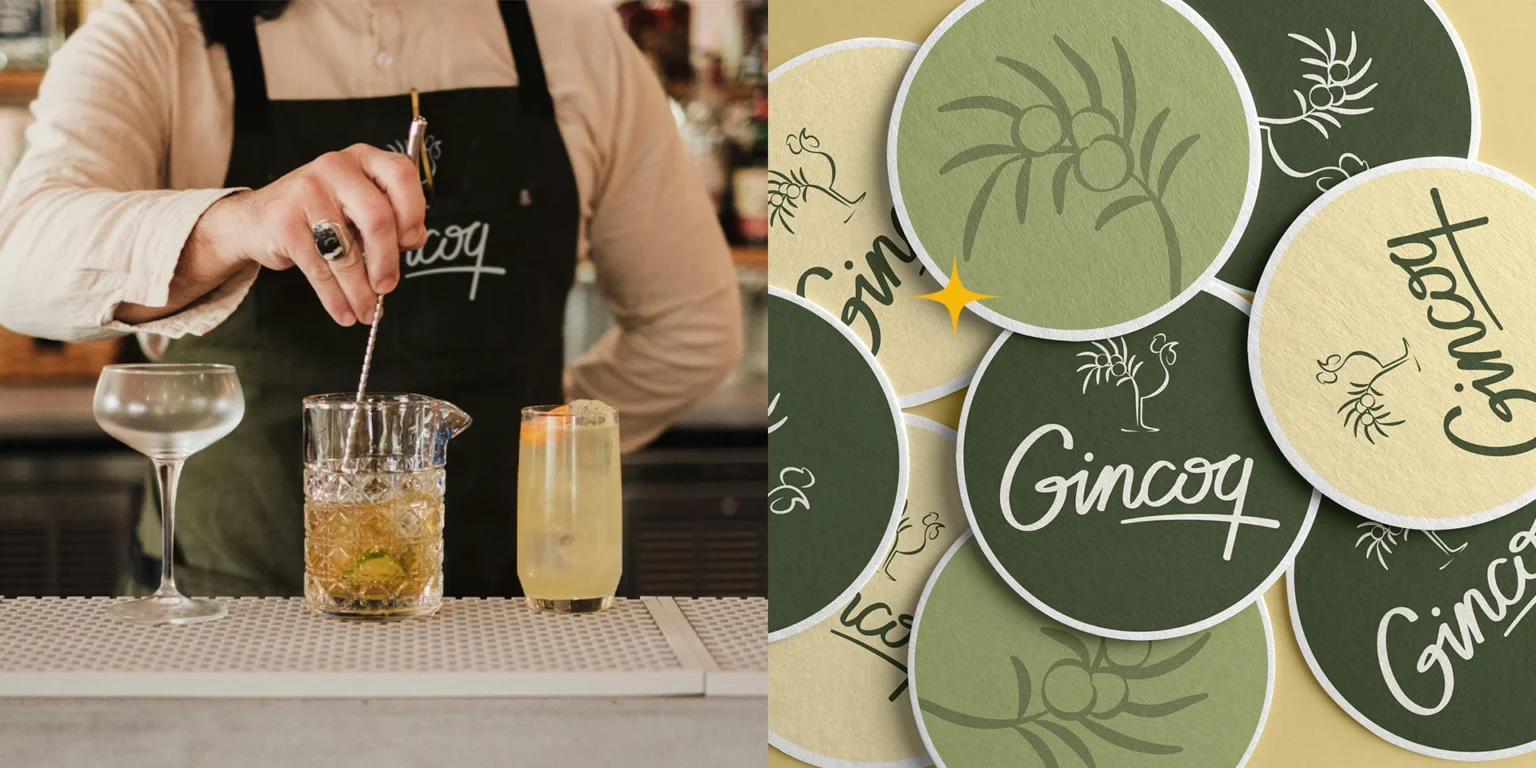 Tablier et sous bocks avec le logo Gincoq