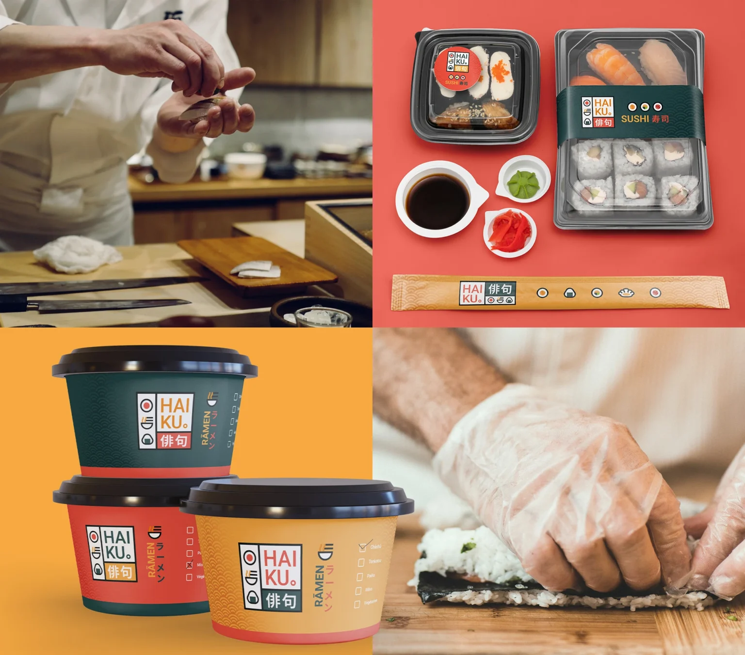 Packagings pour les plats à emporter du restaurant haiku