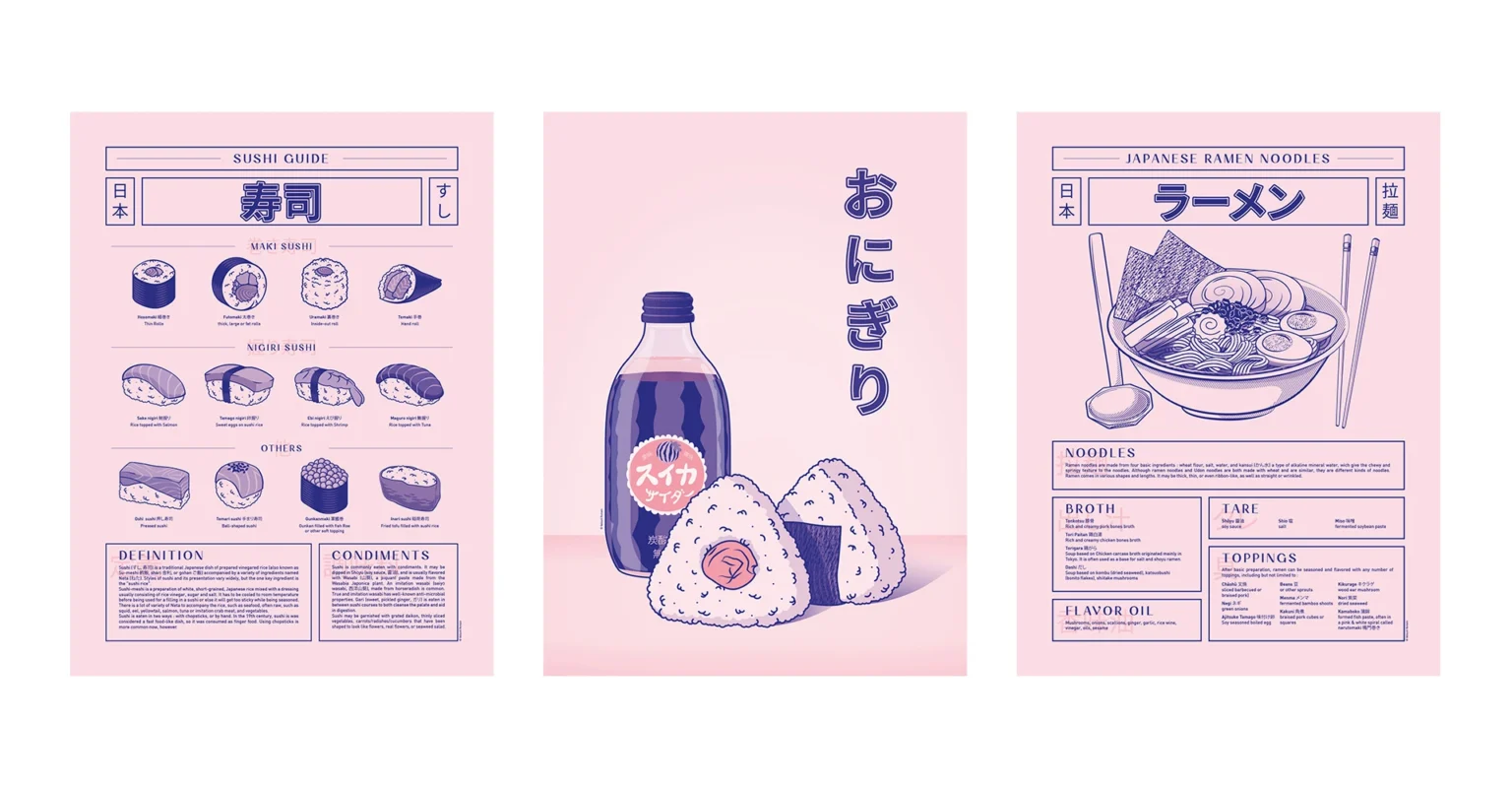 Design des affiches sur la culture culinaire japonaises