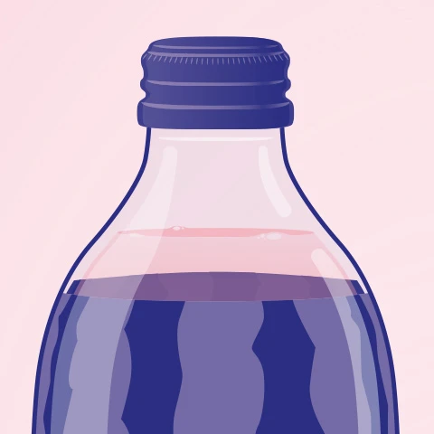 Vue d'un détail du design de la bouteille de soda japonais