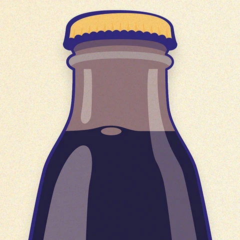Vue d'un détail du design de l'illustration de la bouteille de maltin