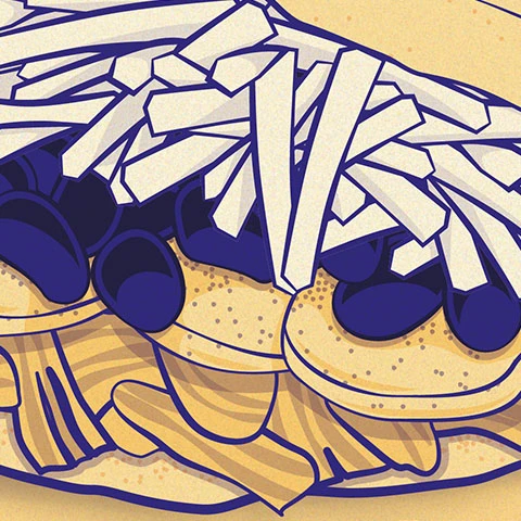 Vue d'un détail du design de l'illustration d'arepas